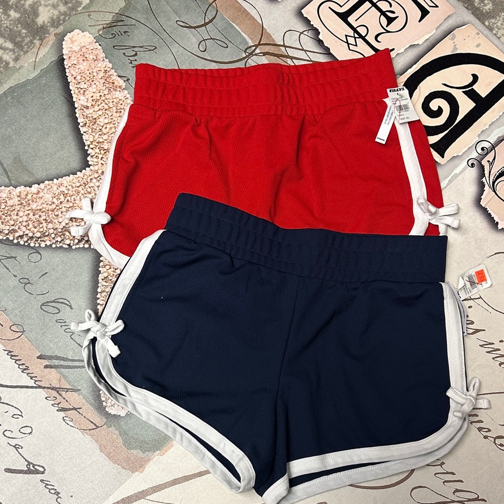 Women's Athletic Dolphin Shorts - Red & Navy with White Trim
